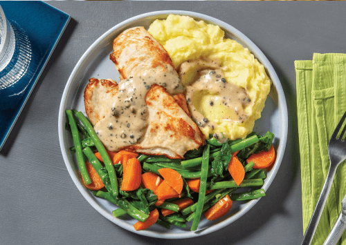 Grilled Chicken with Creamy Mashed Potatoes & Veggies